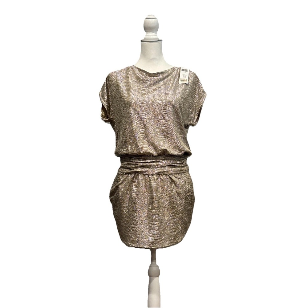 New BCBG Generation Silver Gold‎ Metallic Dress 0